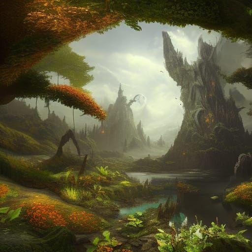 Fantastical Nature Scene in Detailed Matte Painting