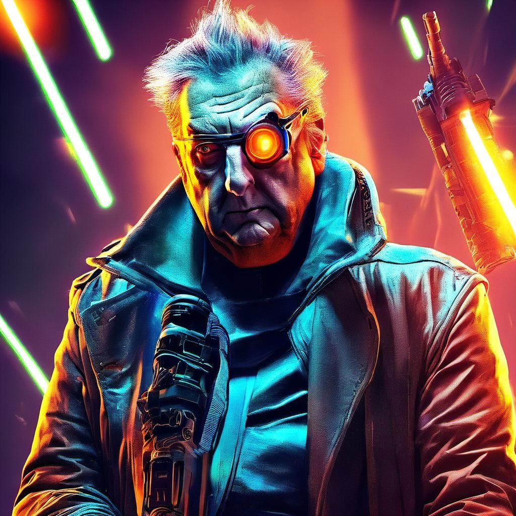 Cyberpunk Warrior with Laser Rifle Portrait