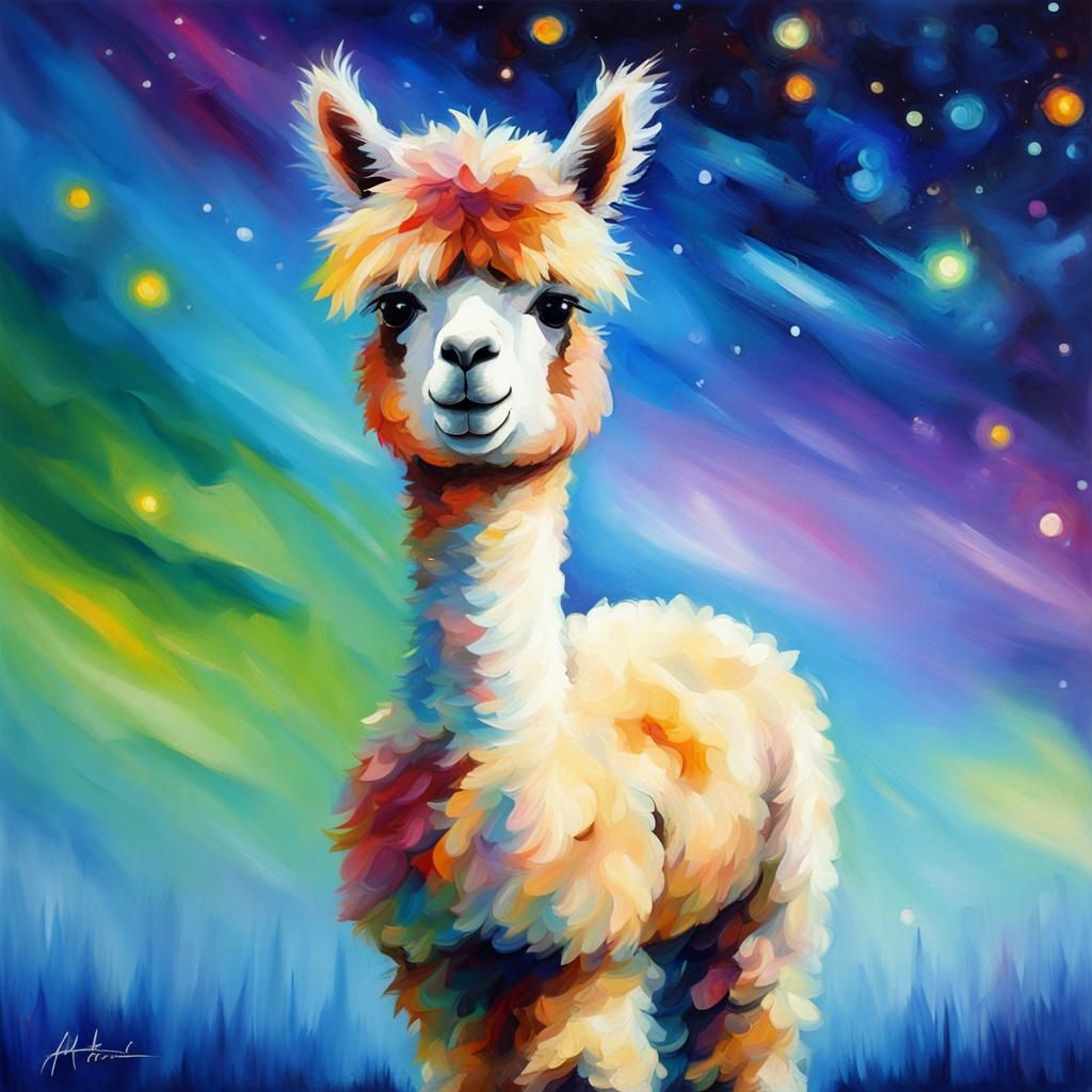 Aurora Alpaca Inspired by Afremov's Astral Art