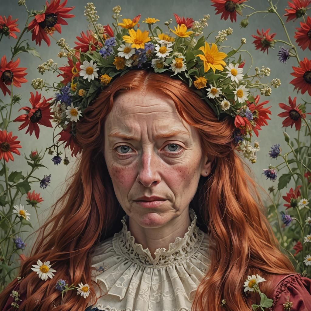 Photorealistic Portrait of a Redhead with Ruff