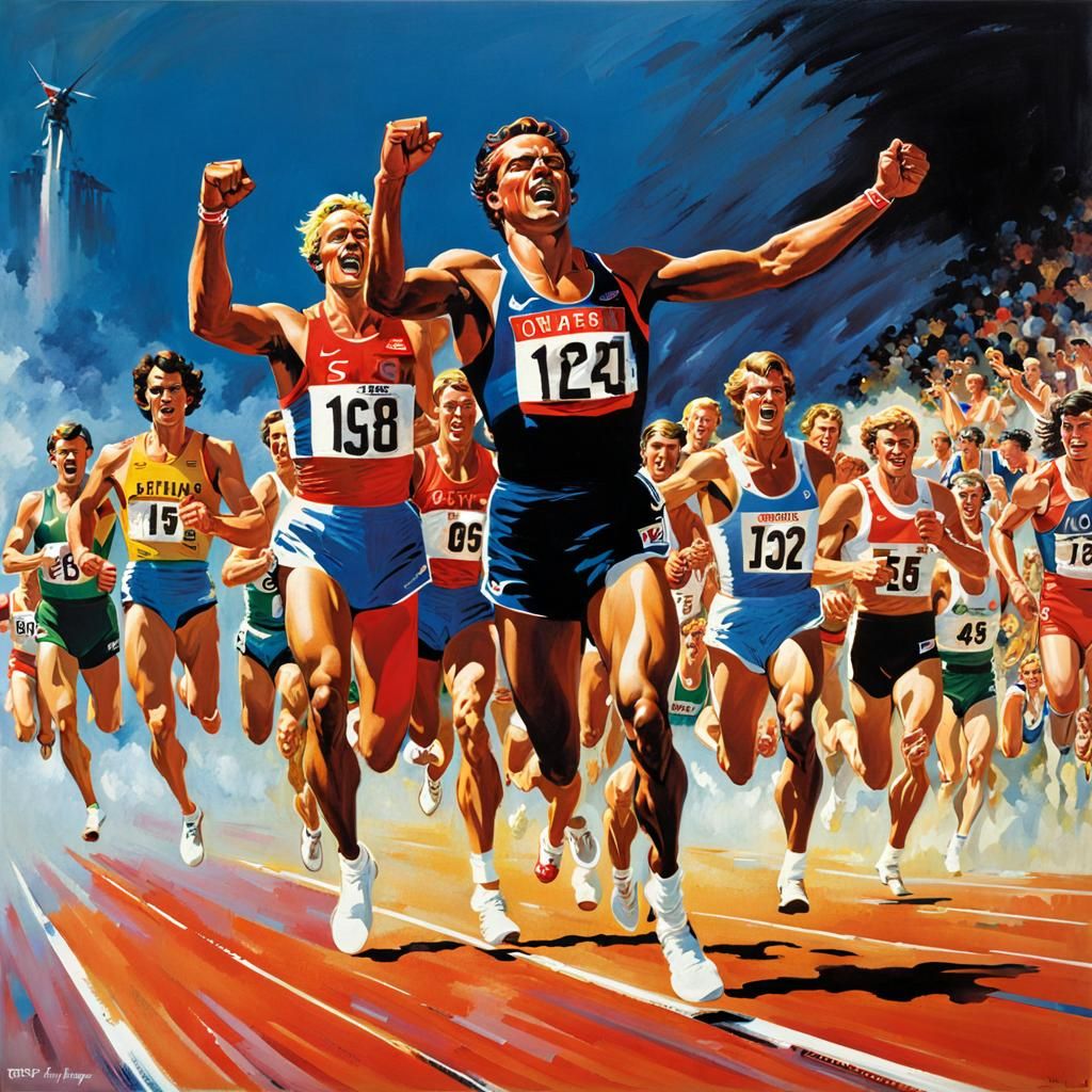 Surreal Olympic Champion Raises Arms in a Blazing Speed Scen...