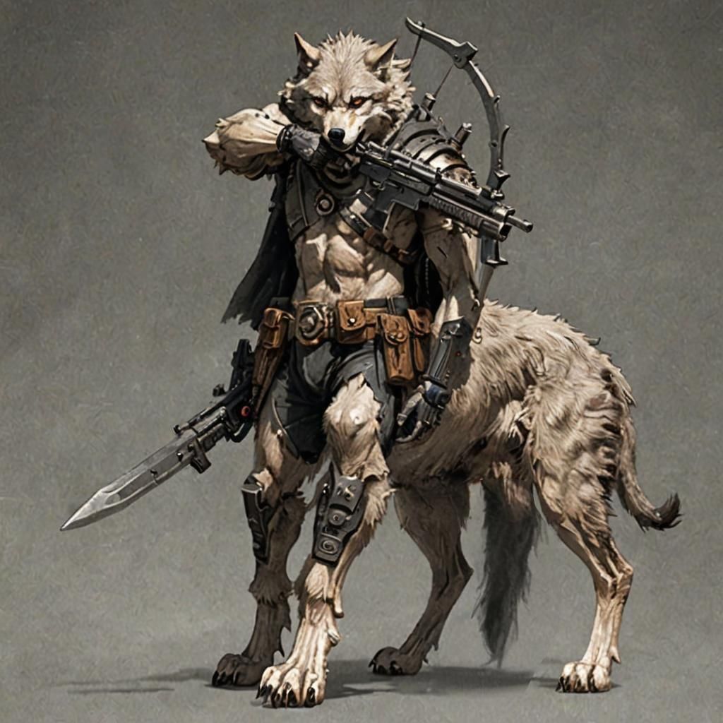 Futuristic wolf soldier