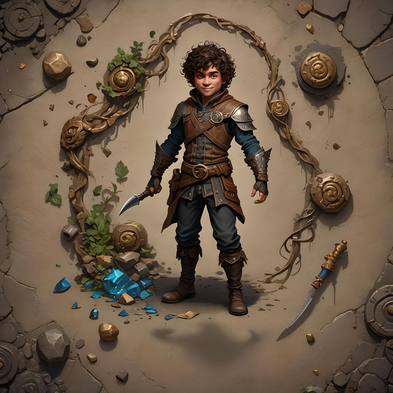 Happy Halfling Rogue Portrait in Detailed Matte Painting