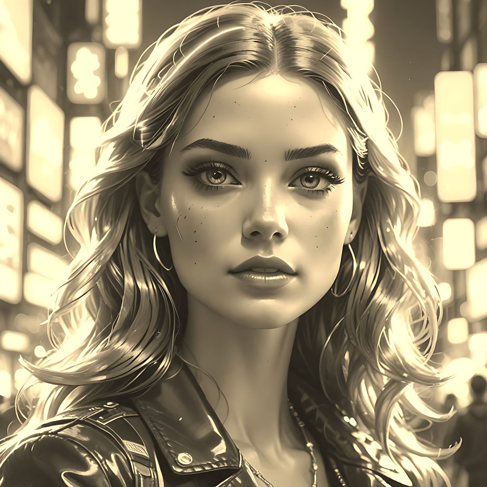 Stunning Barbie Girl in Synthwave Neon Retro Style