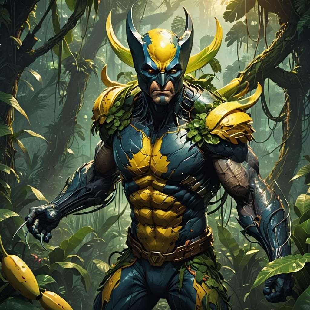 Banana Wolverine in Jungle: Fantasy Concept Art