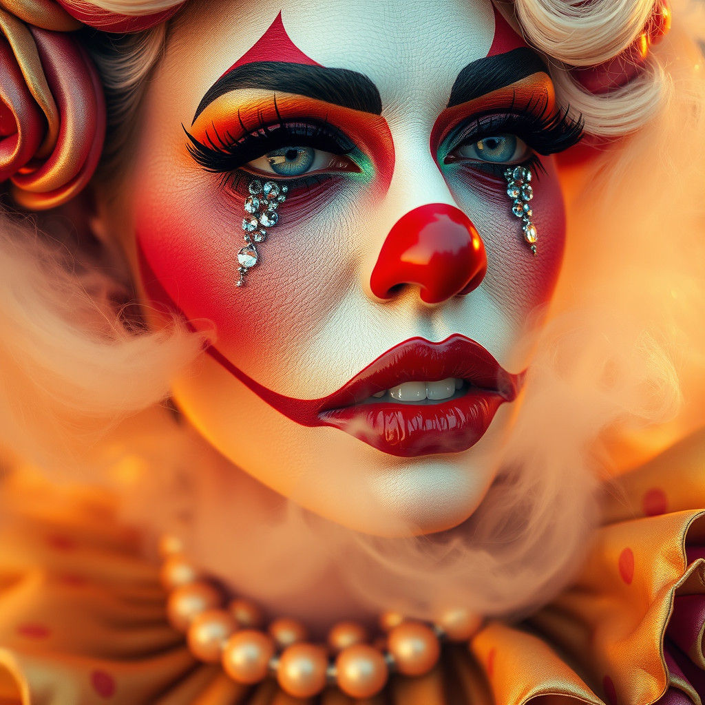 Clown Makeup Portrait in a Dreamlike Style
