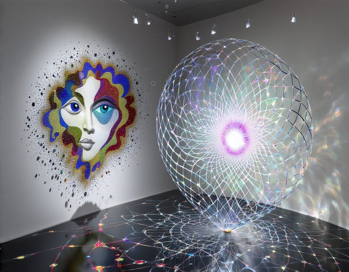 infinite curved space only chromoshadow visible on a wall de...