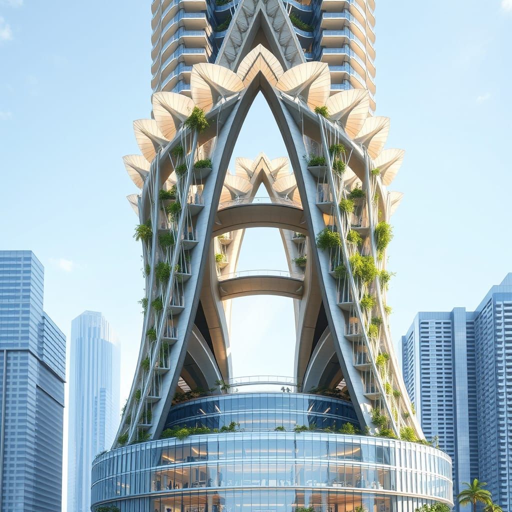 Twisting Skyscraper Blooms into Floral Garden in Bogotá