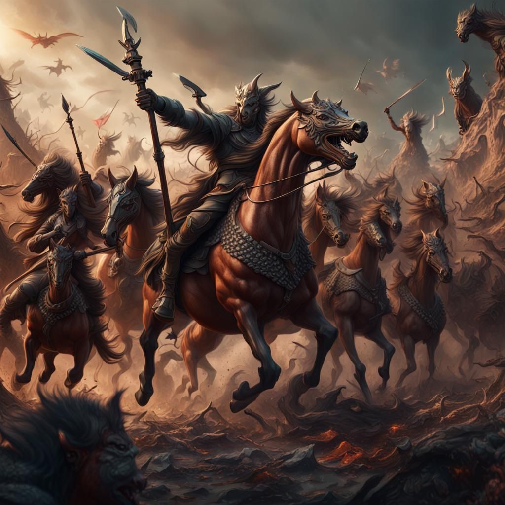 Epic Battle: Army Versus Demons, Detailed Fantasy Art
