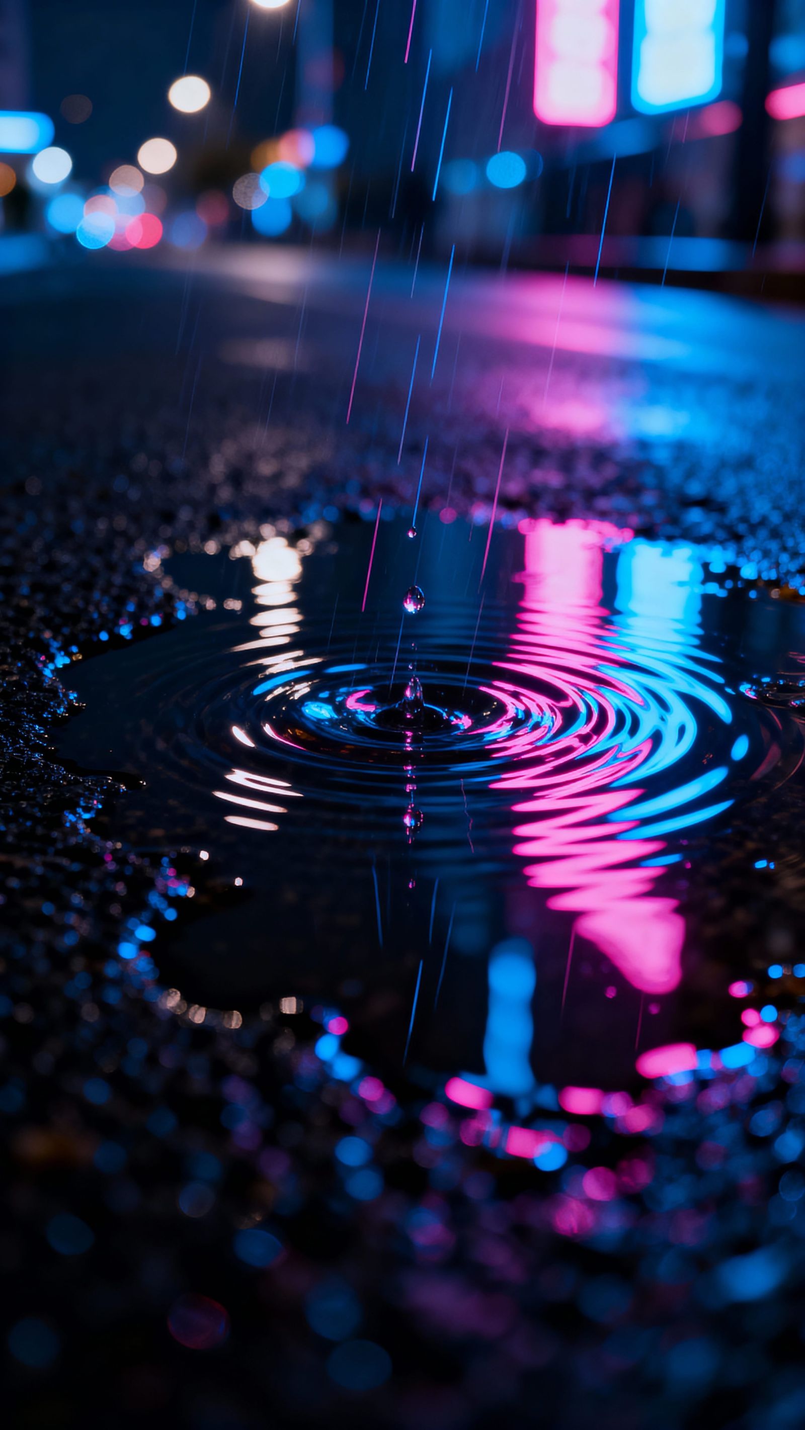Neon Puddles: Futuristic City Street at Night, Ultra Realist...