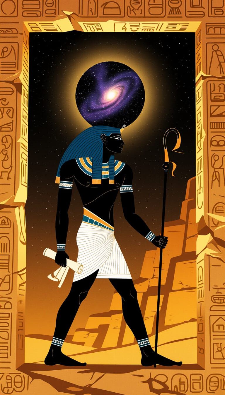 Ancient Stone Tablet Relief of Cosmic Figure