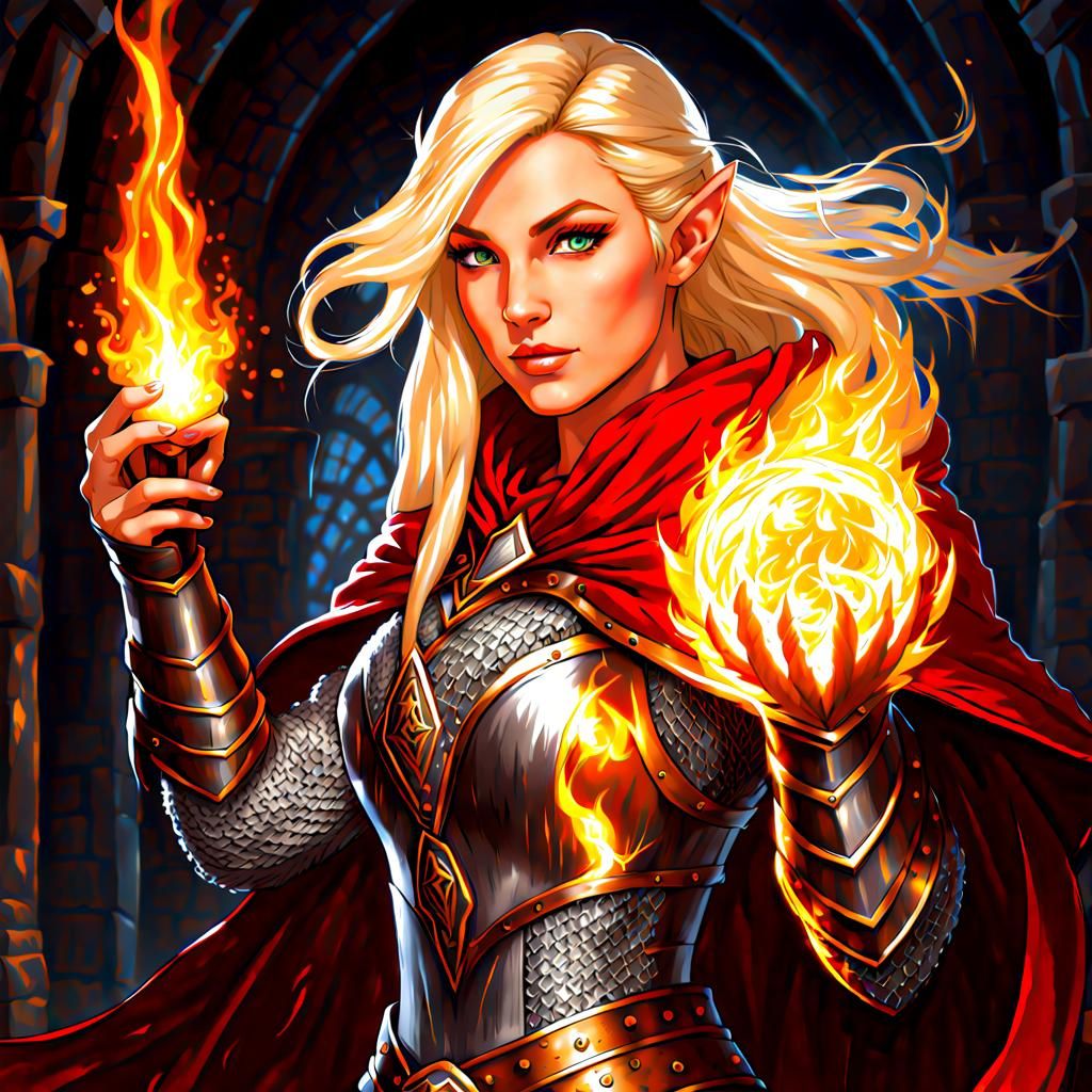 Elf Wizard in Chainmail Fantasy Illustration