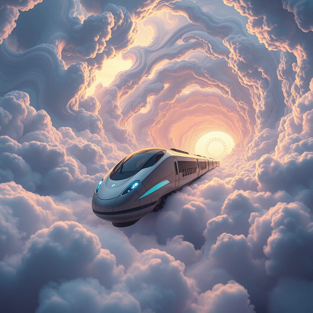 Sleek Train Blends Futurism with Mystical Vortex