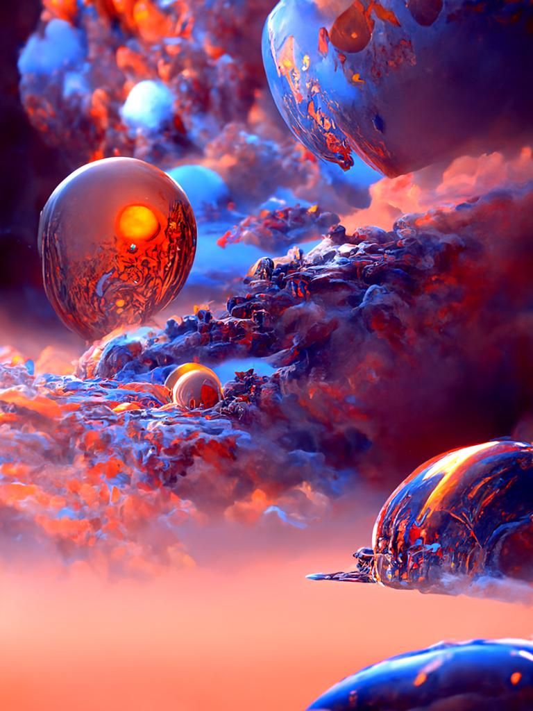 Expansive Galaxies and Planets with Alien Spaceships