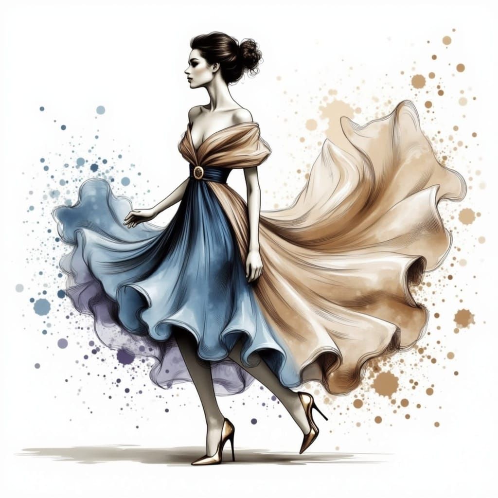 Ballerina in Fluid Dress Captures Dynamic Movement