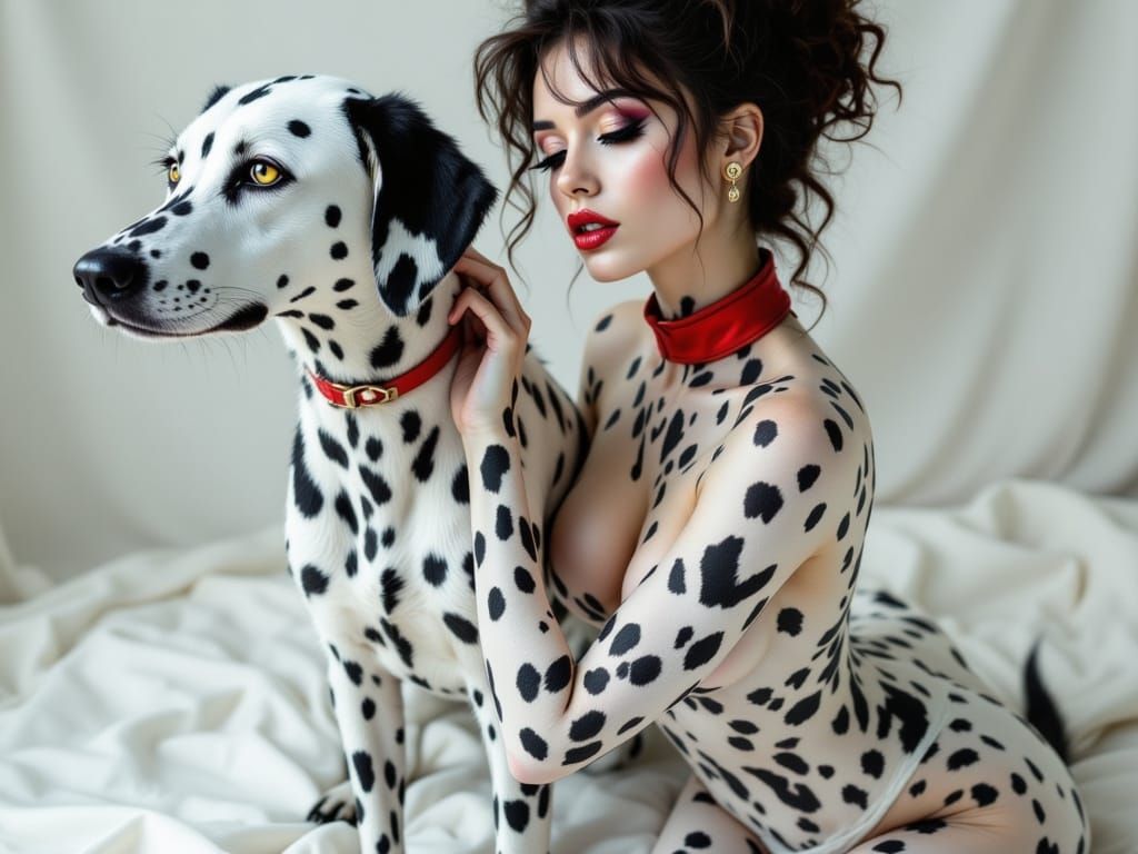 Elegant Dalmatian Goddess with a Bold Red Collar