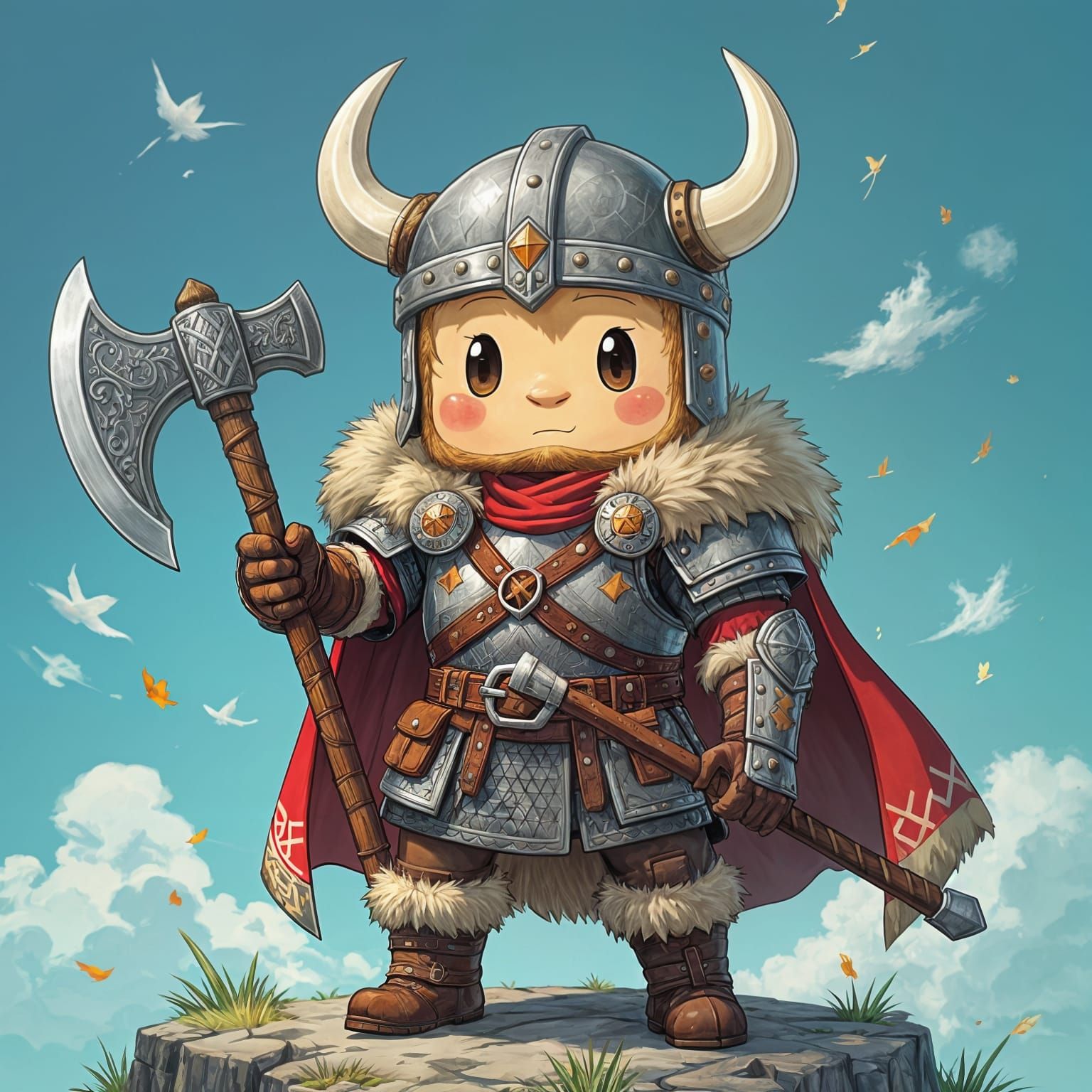 Viking Toast Character in Anime Style