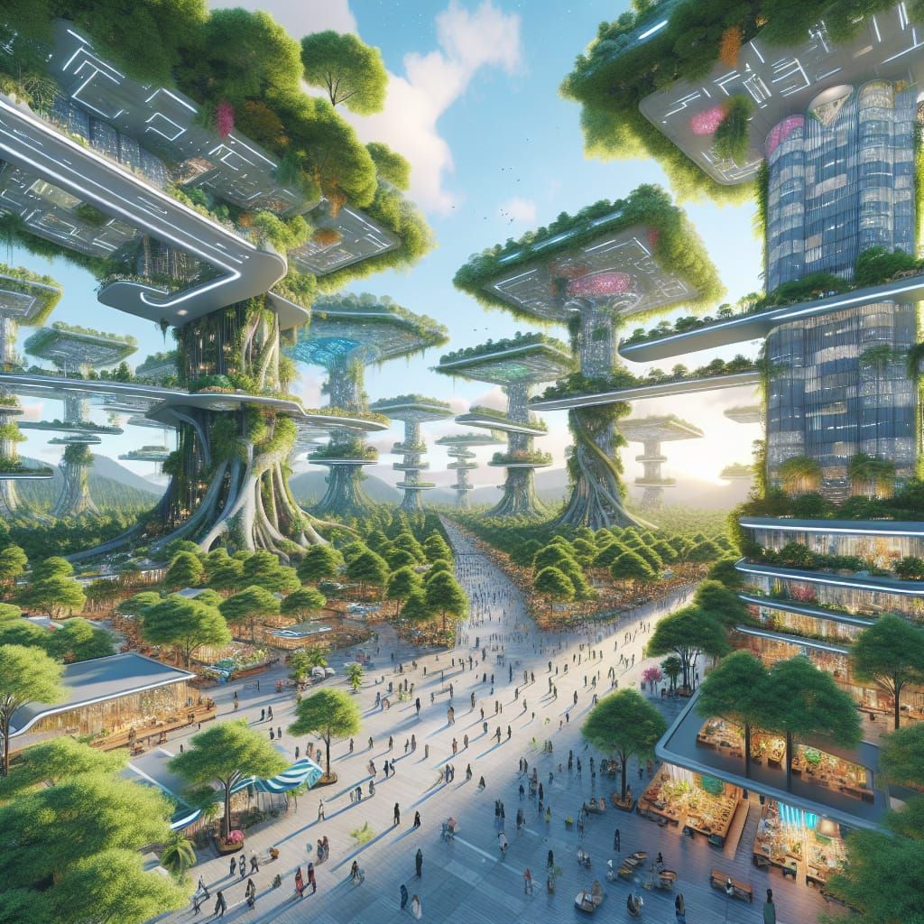 Futuristic Forest City with Sustainable Architecture