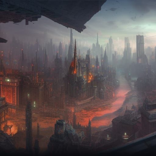 Detailed Matte Painting of a Destroyed City