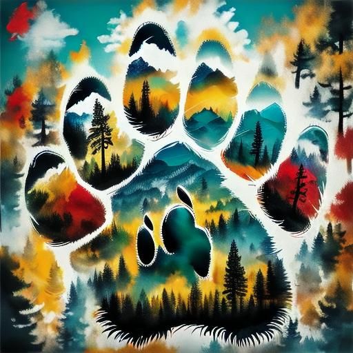 Ink Drawing of a Mountain Town