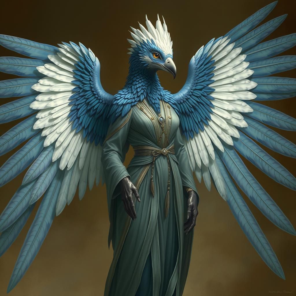 Regal Bird Woman with Majestic Wings
