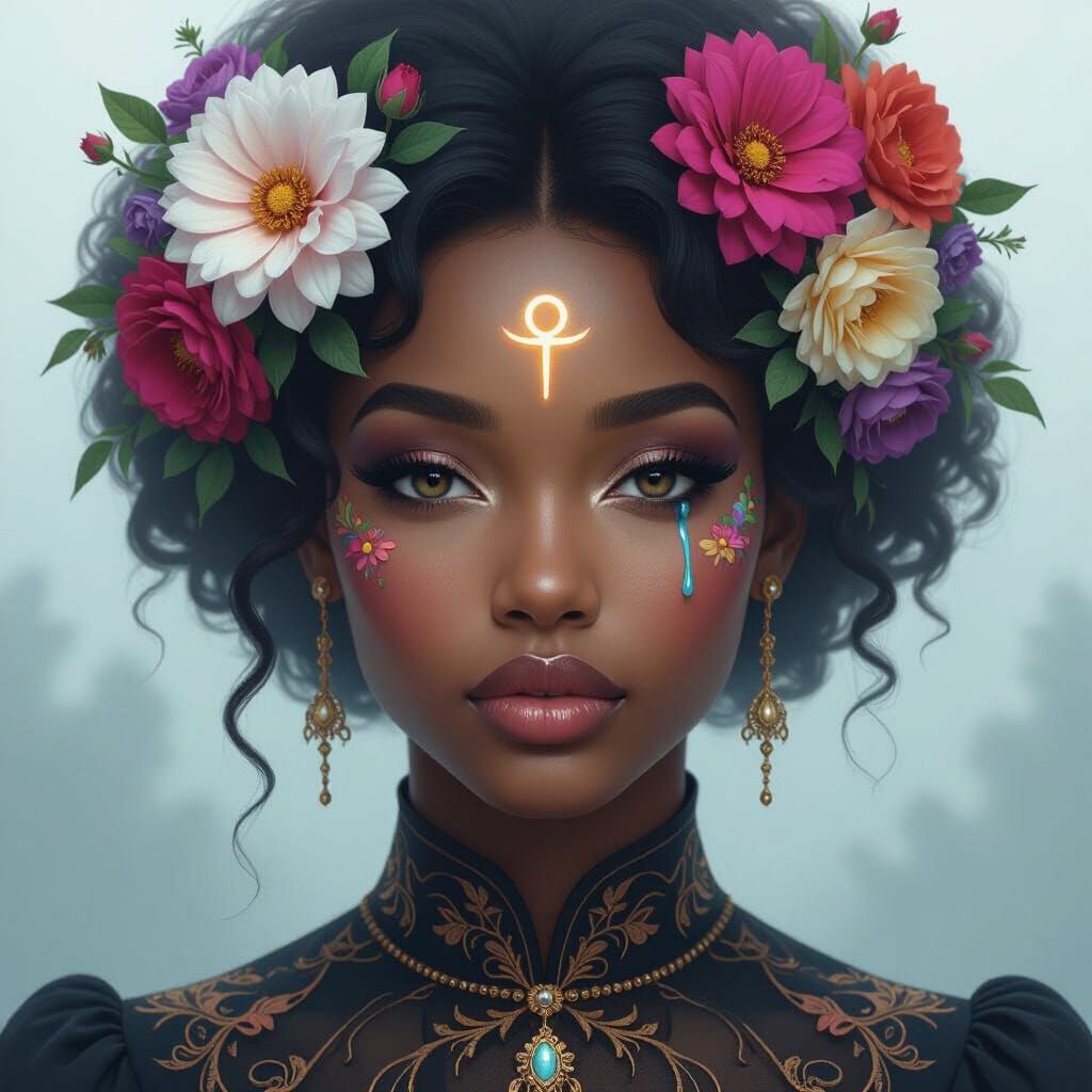 Dual-Faced Woman with Gemini Symbol: Surreal Digital Art