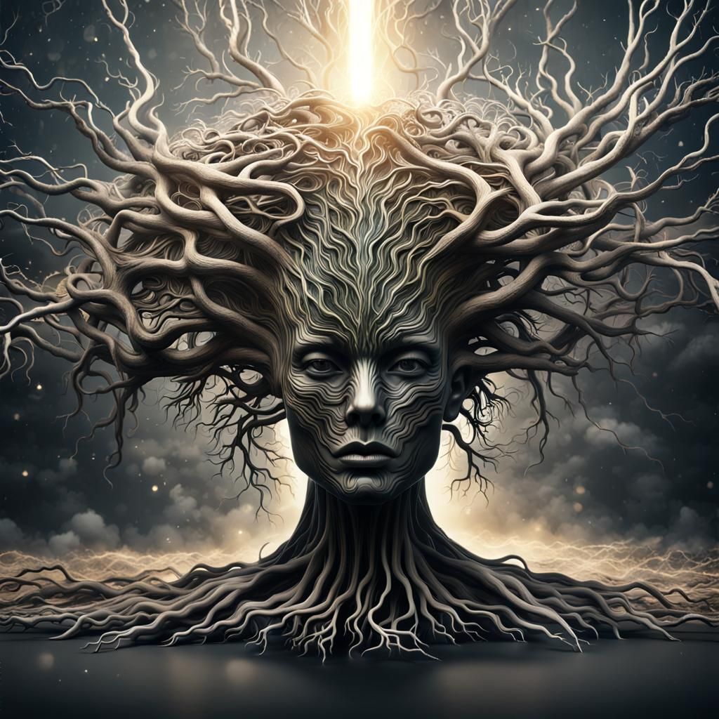 Abstract Root Woman in H.R. Giger Style