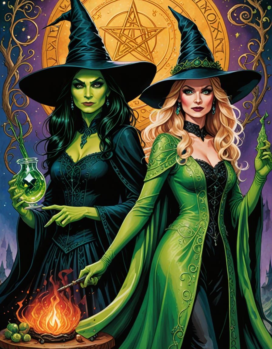 Witch, runes, Pretend magazine cover: ”Witch Weekly” ”Elphab...