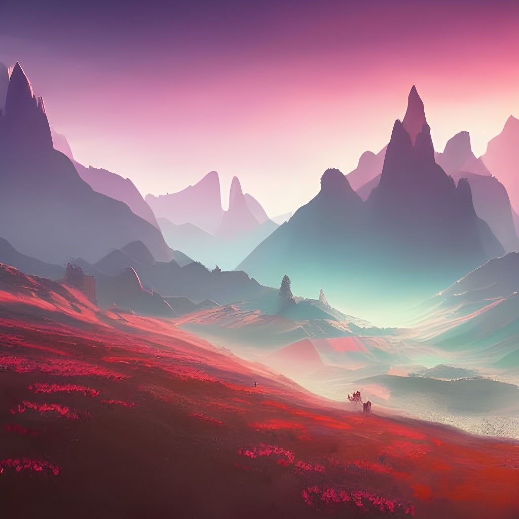 Vast Desolate Landscape with Floral Valley