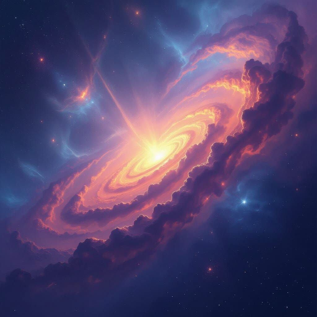 Dreamy Cosmic Nebula With Ethereal Glowing Dust