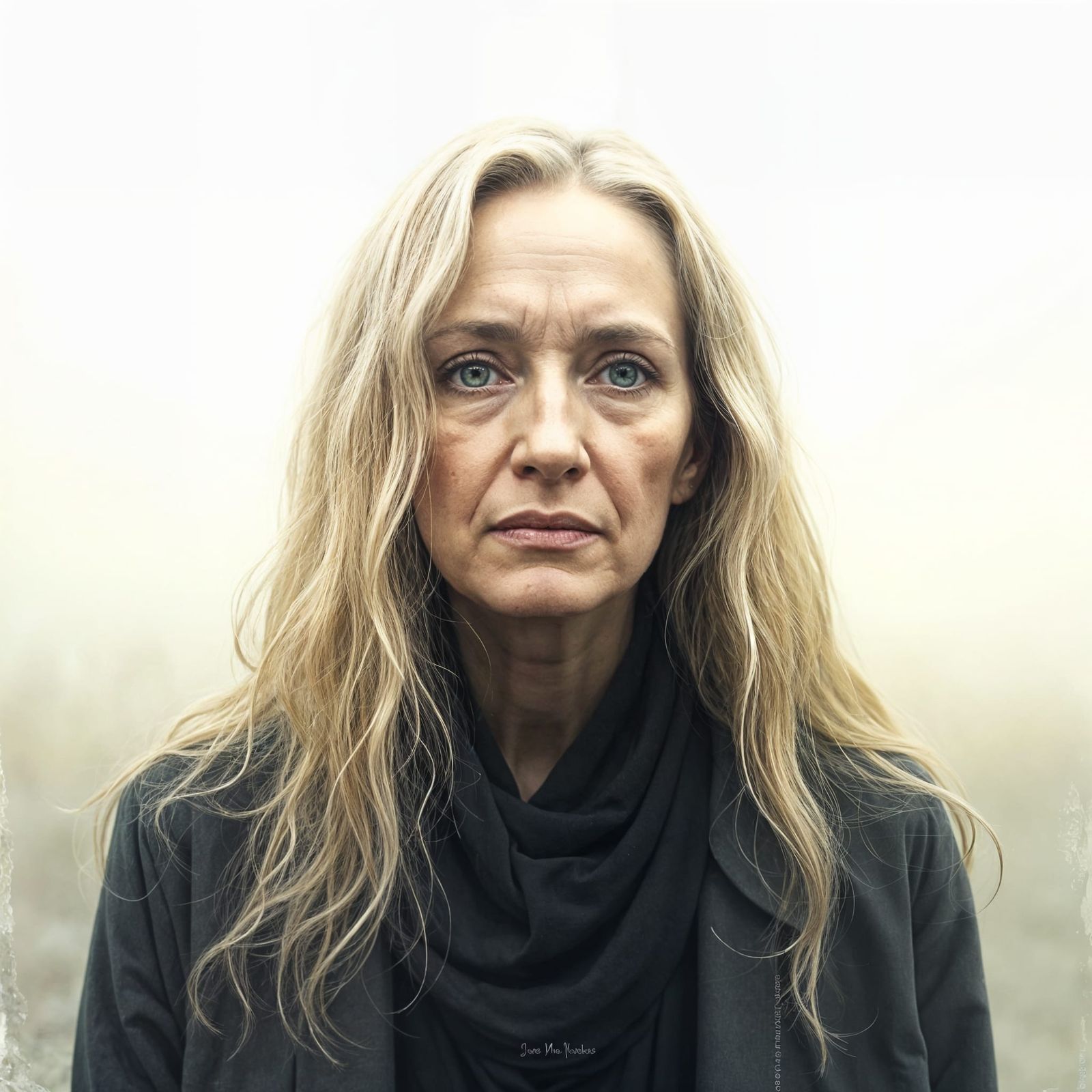 Sad Eyes Reflecting Light in Abstract Portrait