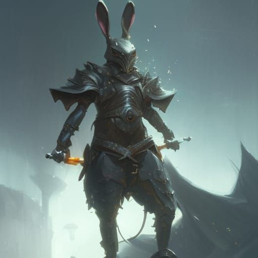 Cute Rabbit Knight in Dark Fantasy Concept Art