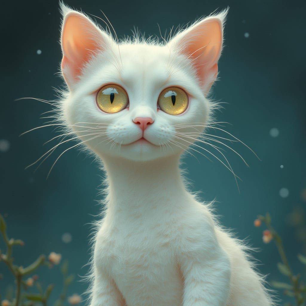 Ethereal Lunar Cat Hybrid in Delicate Style