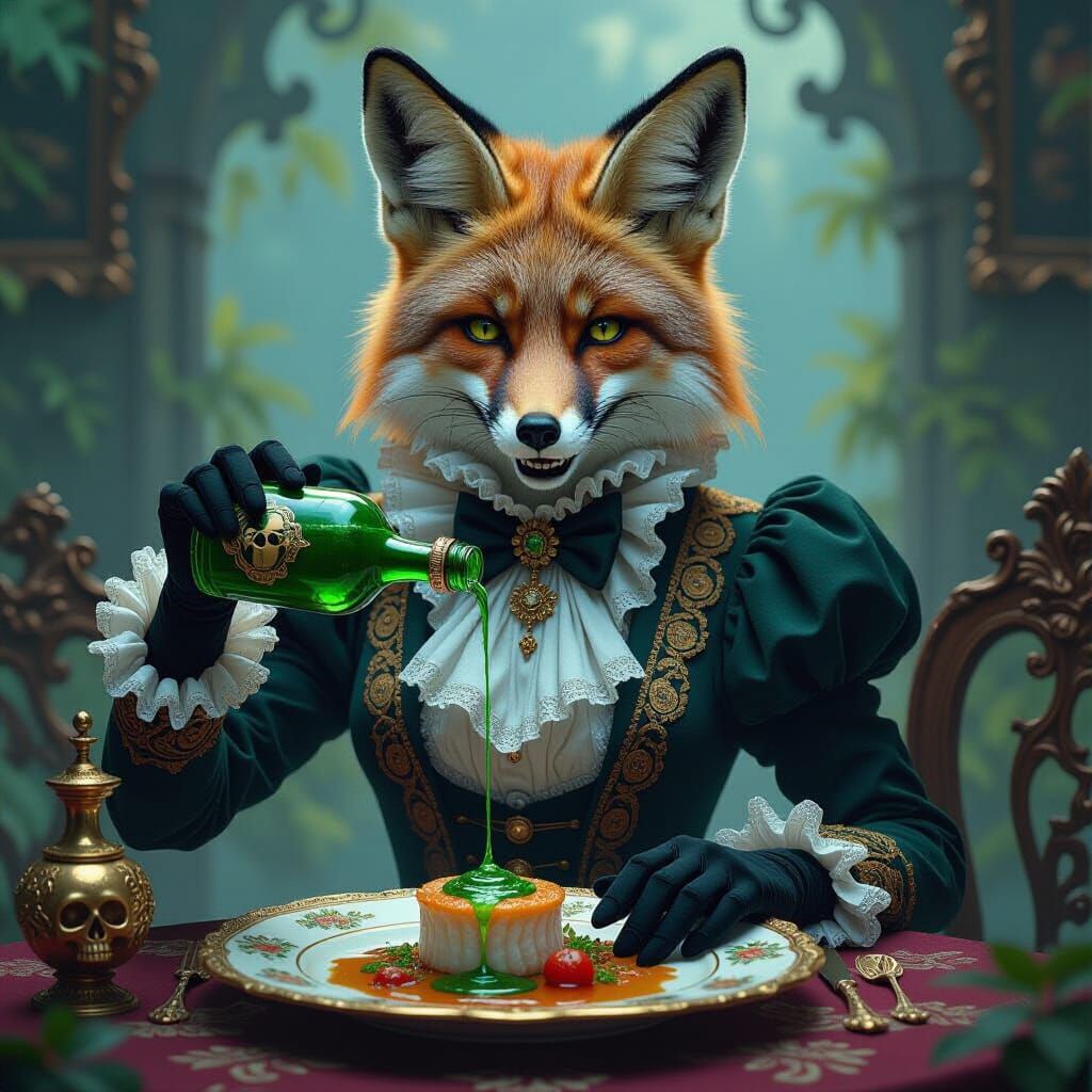 Victorian Fox with Poison in Fantasy Art Style