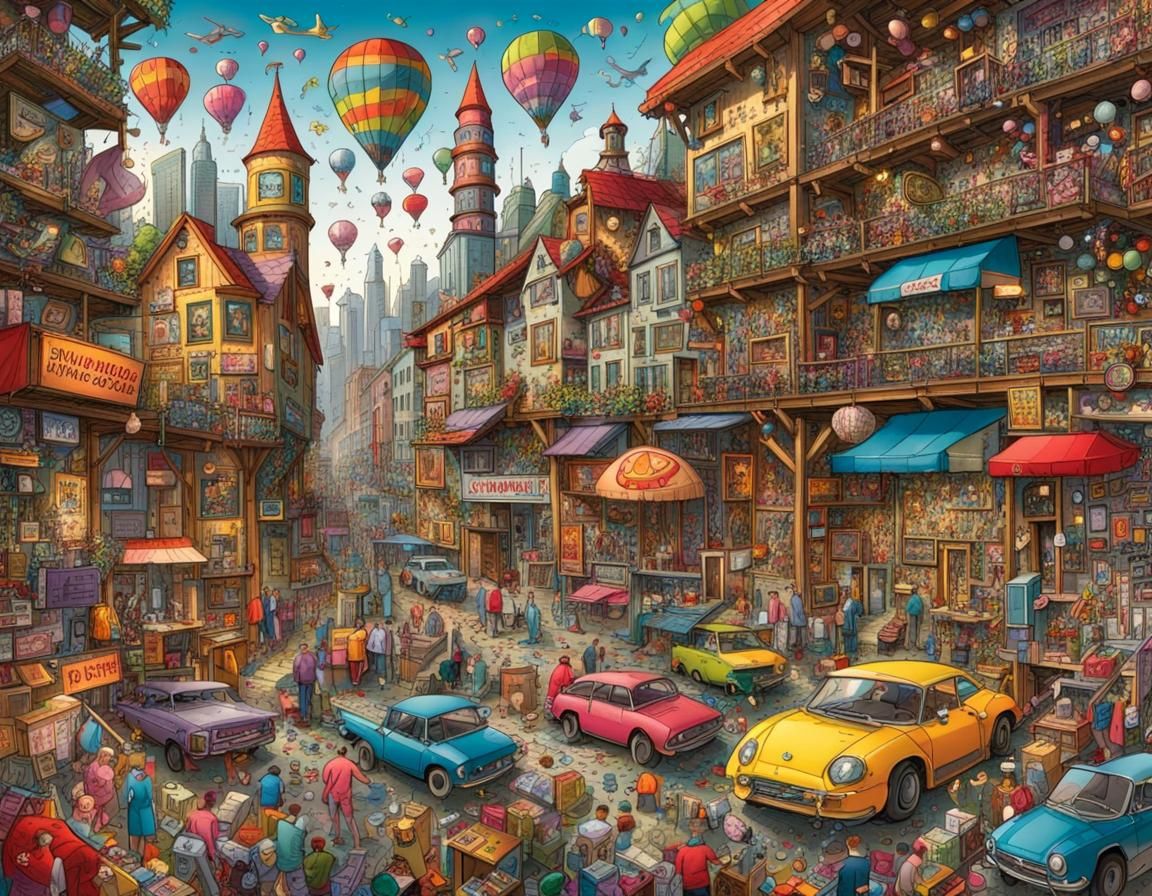 Detailed Wimmelbild Scene