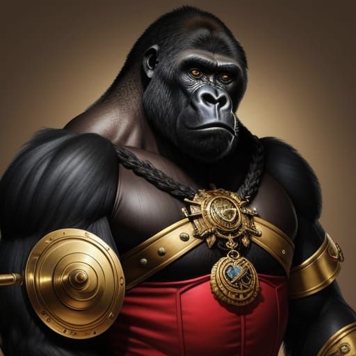 Gorilla Gymnast in Leotard, Oil Painting