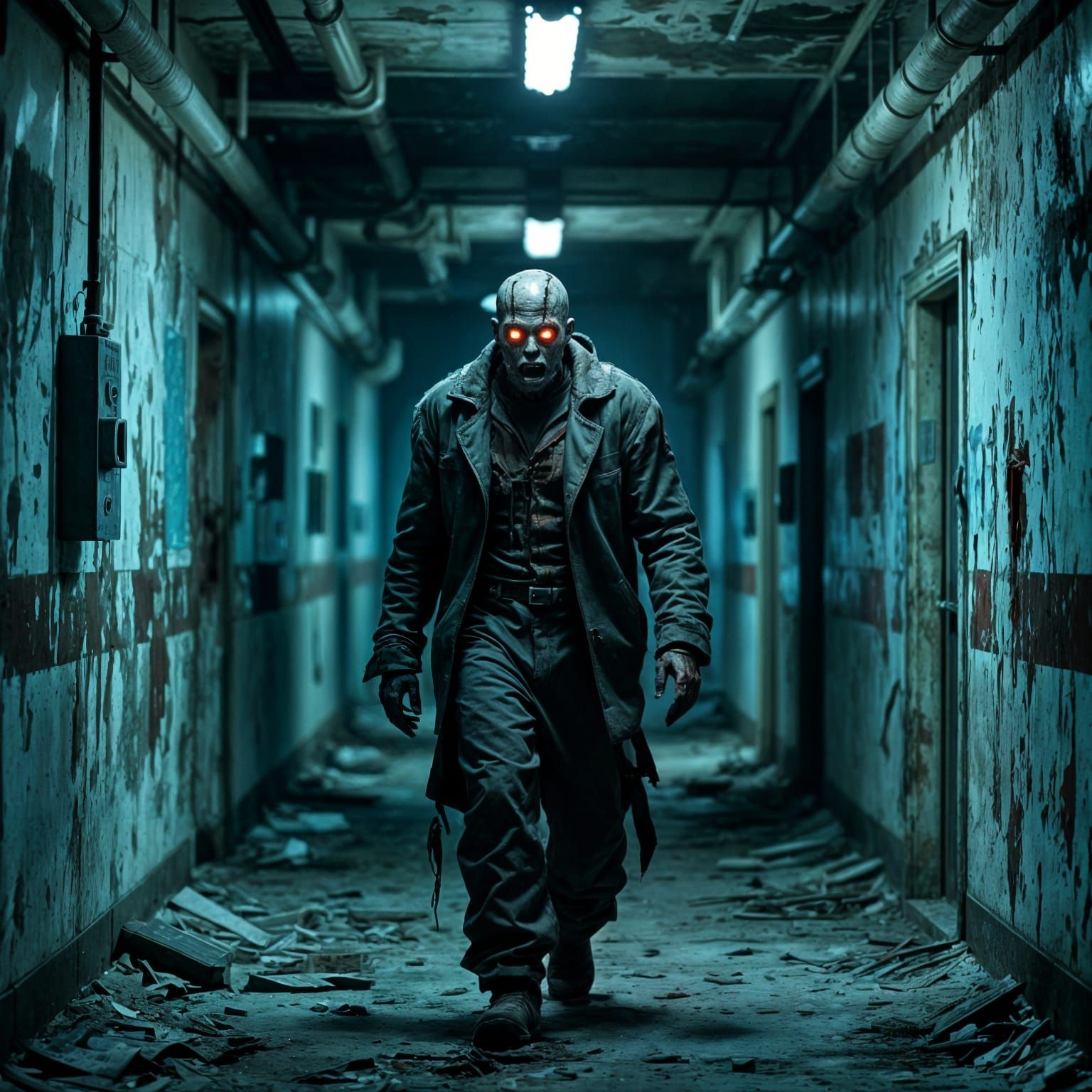 Mutated Monster in Chernobyl Plant Corridor