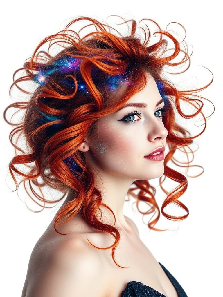 Nebula Hair: Double Exposure Portrait of Irish Woman