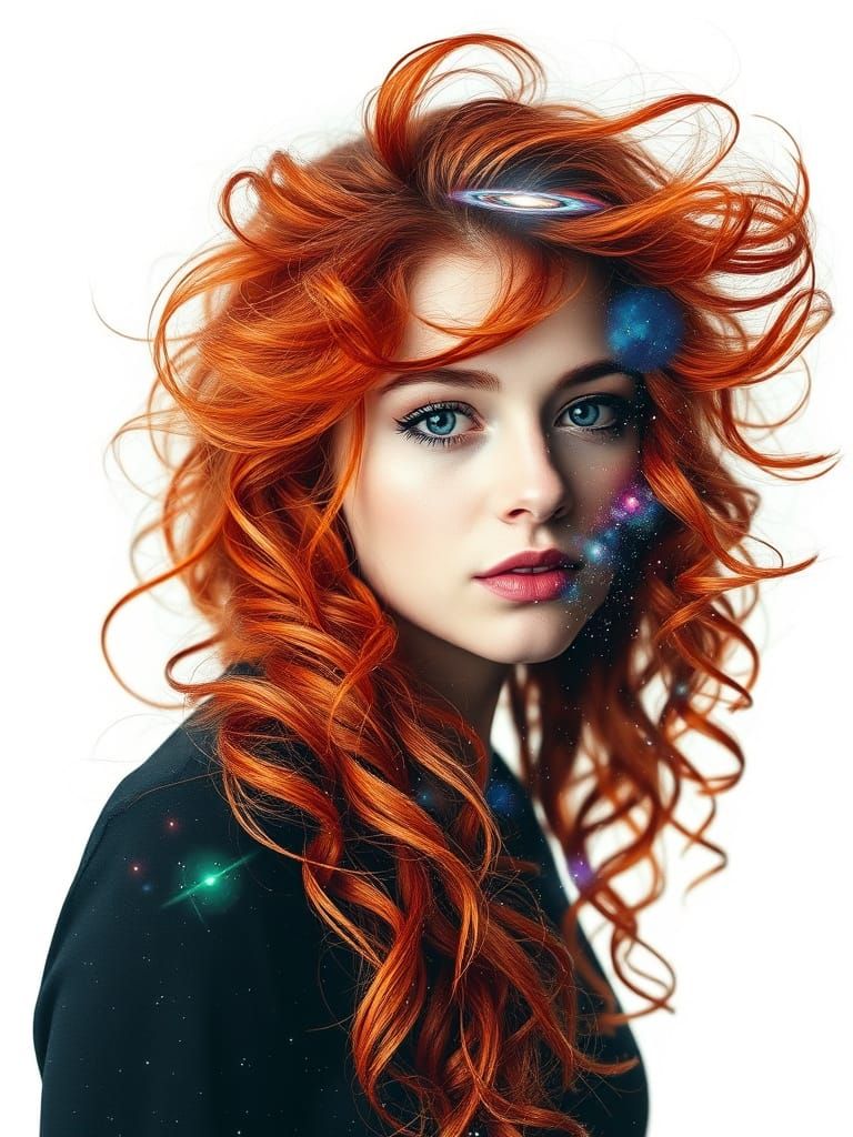 Nebula Hair: Irish Woman in Glitch Art