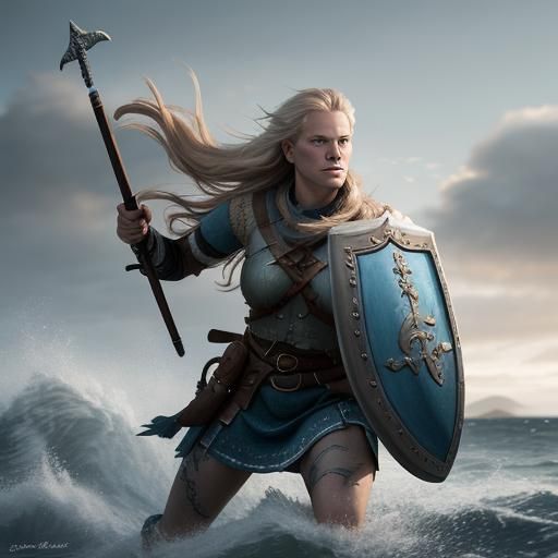 Beautiful, masculine, fearless shield-maiden Freydís Eiríksd...