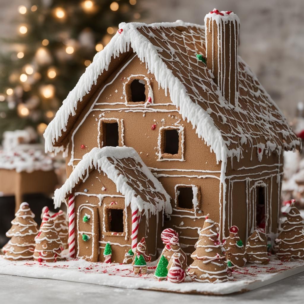 Elf Building a Gingerbread House