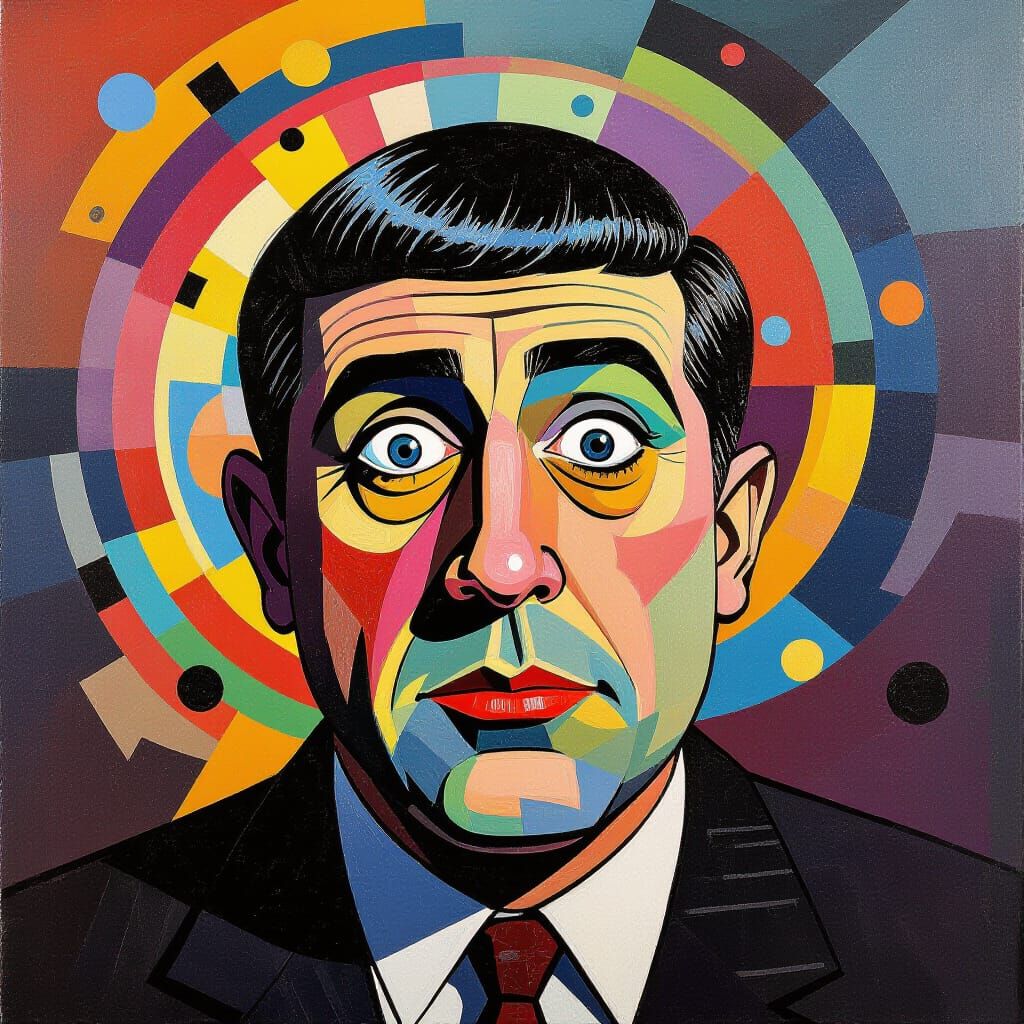 Moe Howard Surreal Portrait in Joan Miro Style