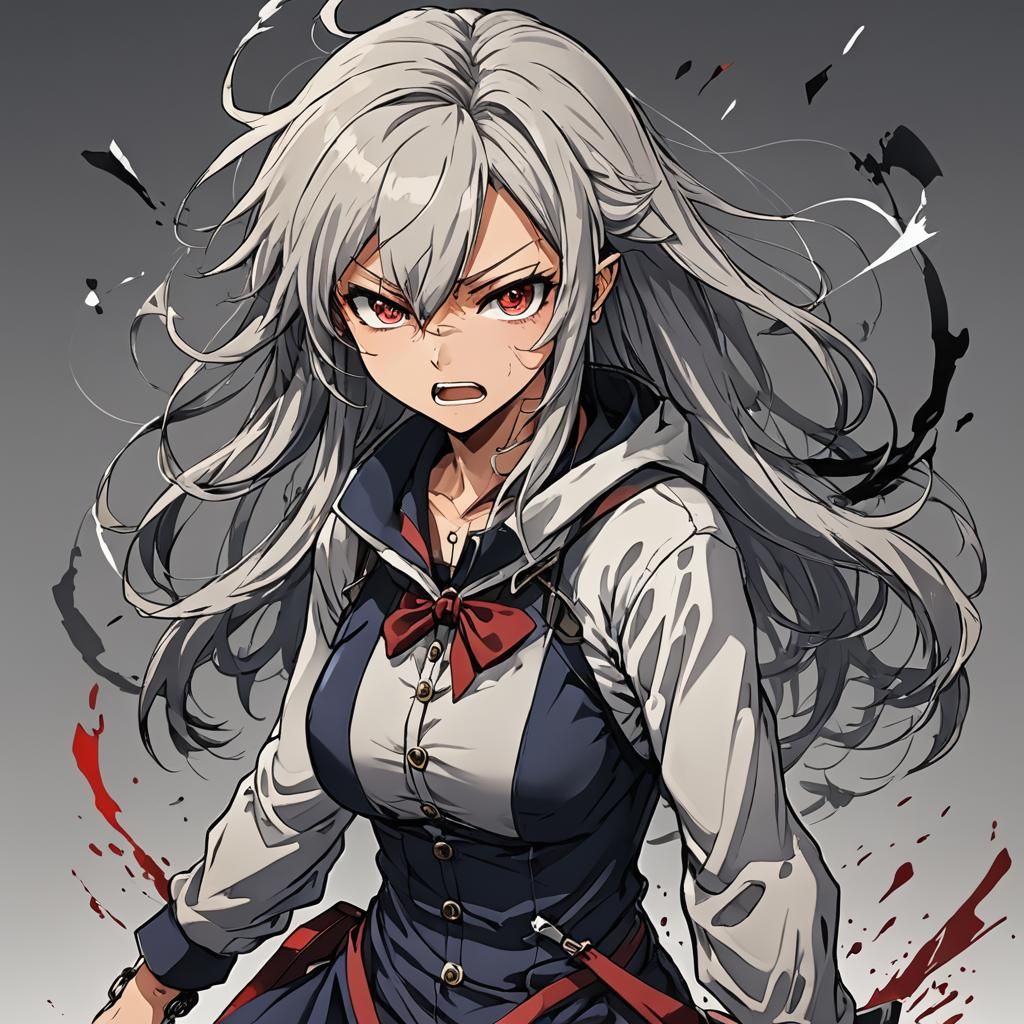 Angry Anime Character in Manga Style