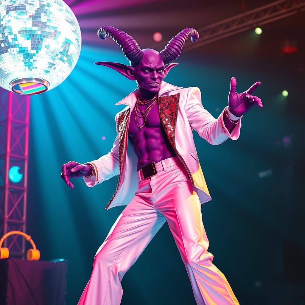 Purple Goblin King in Disco Era Style