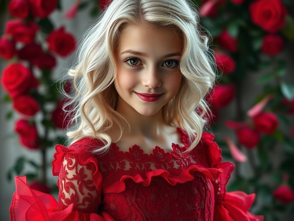 Elegant Red Gown Silhouette in Cinematic Lighting