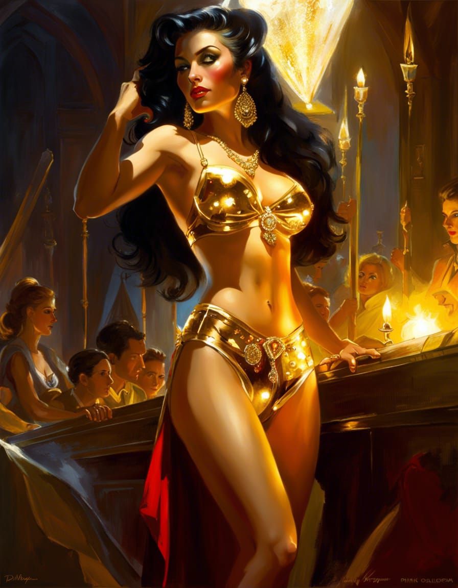 Golden Lingerie: A Fantasy Digital Painting
