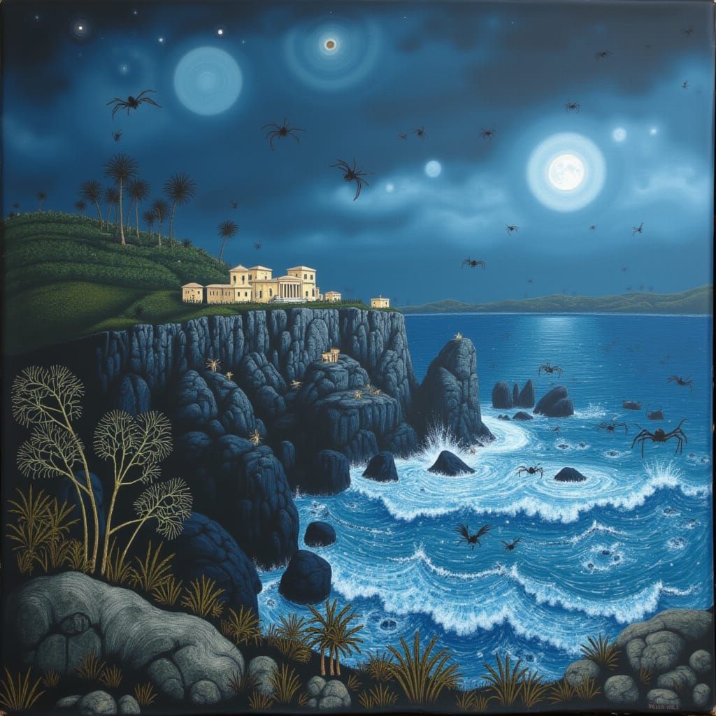 Ancient Grecian Ruins Under Stormy Mediterranean Sky