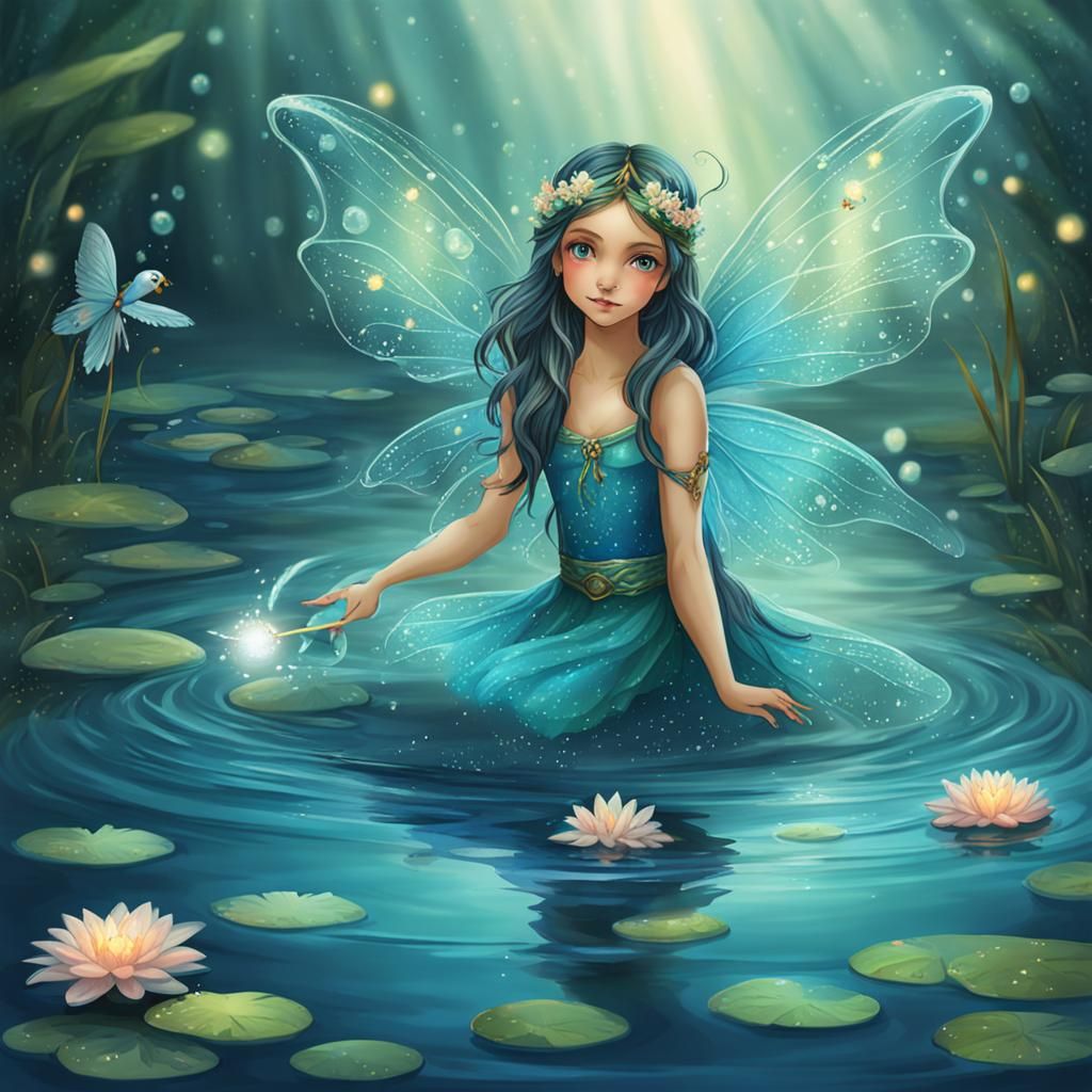 Ethereal Water Fairy in Shimmering Light