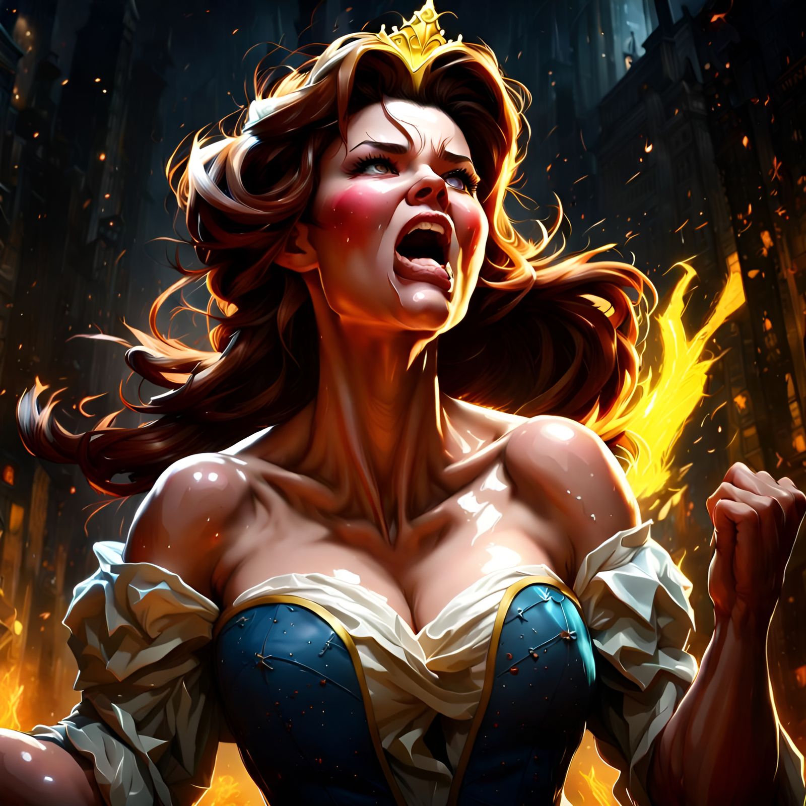 Angry Princess Belle Portrait as Digital Art