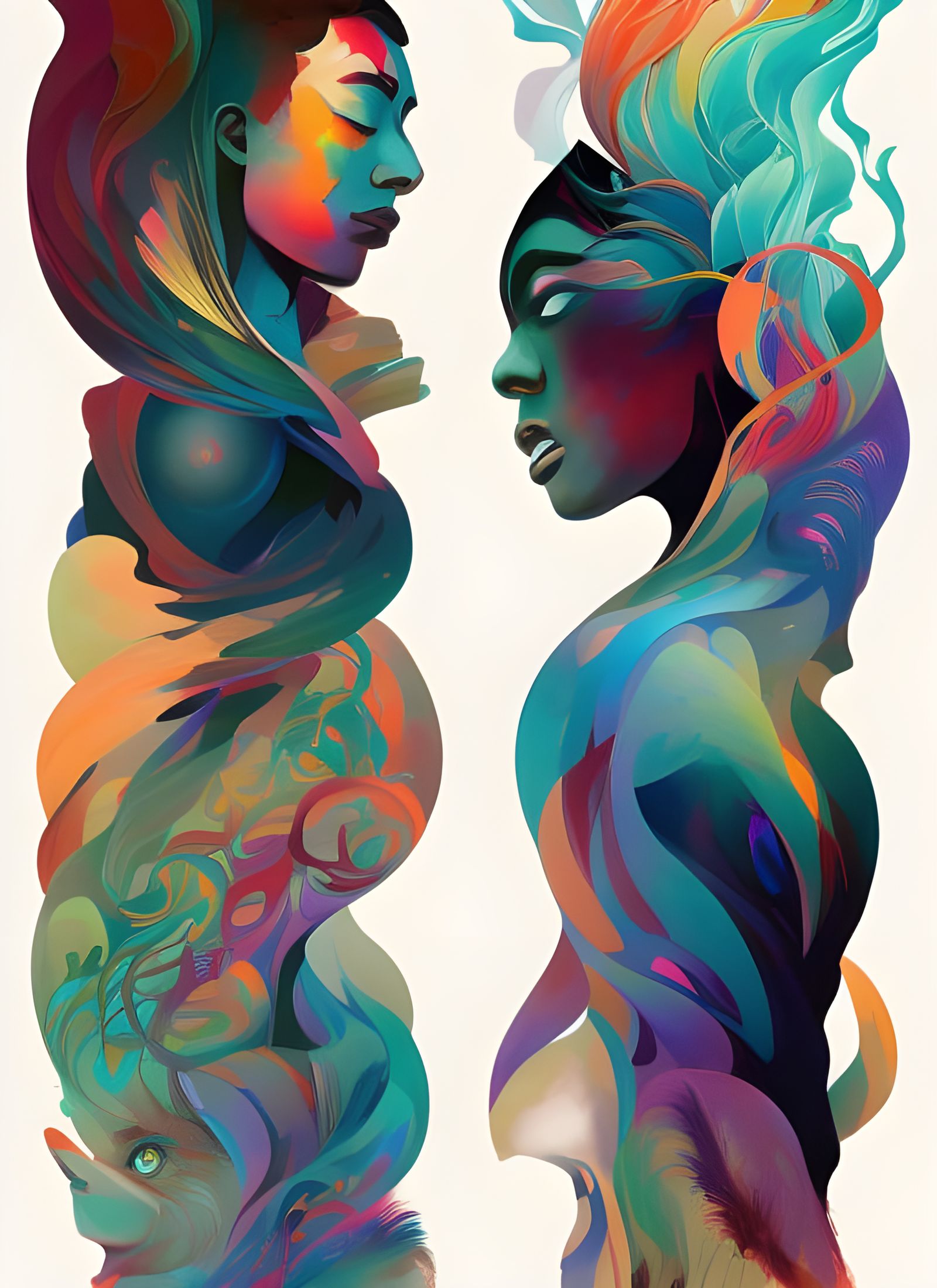 Rainbow Spirits in Composite Digital Illustration